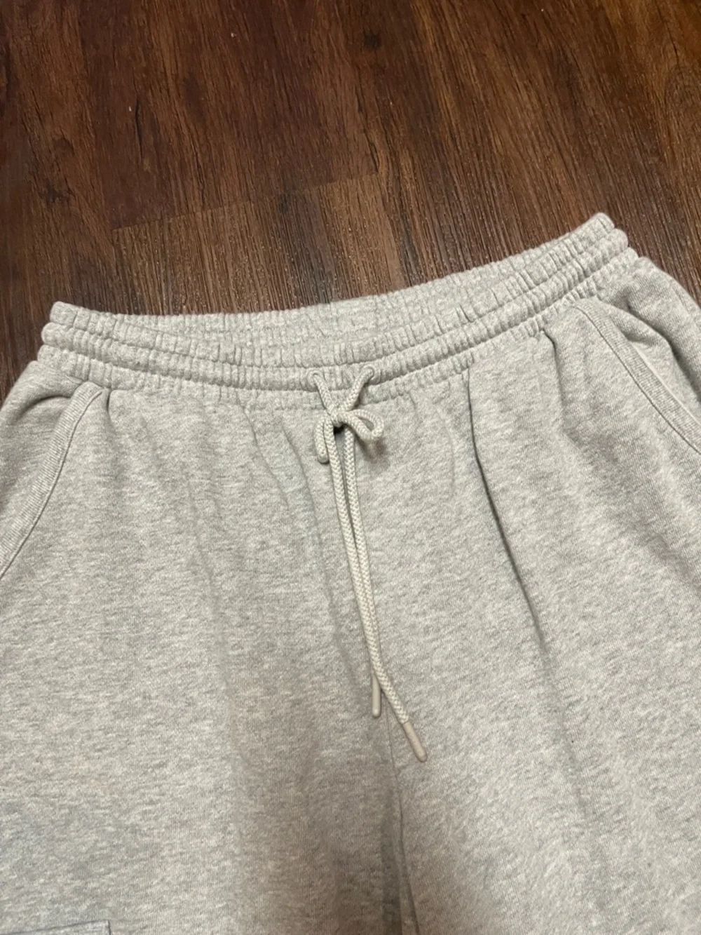 PINK Grey Wide Leg Cargo Sweatpants with Drawstring Waist - Picture 3 of 6